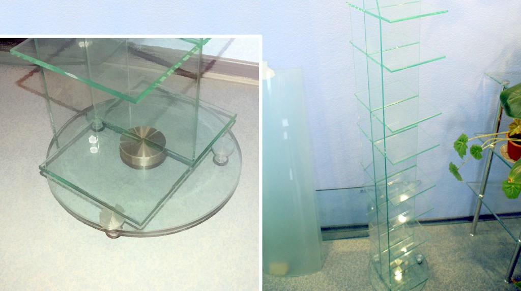 стойка из прозрачного стекла для дисков вращающаяся
