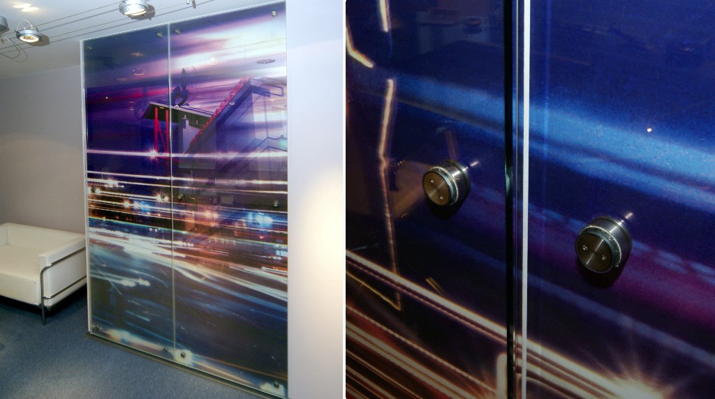 дверки шкафа-купе стеклянные с фотопечатью города