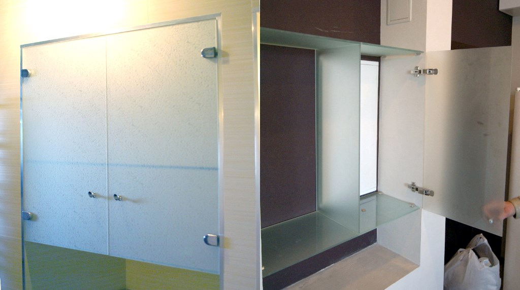 фасады (дверки) из матового стекла для шкафов (два примера)